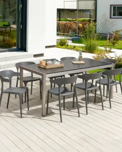 Conjunto De 8 Cadeiras De Jantar Cinzentas Escuras Gubbio