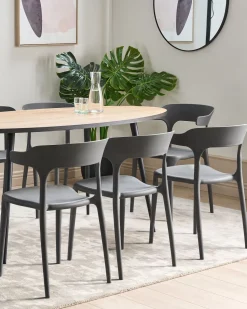 Conjunto De 8 Cadeiras De Jantar Cinzentas Escuras Gubbio