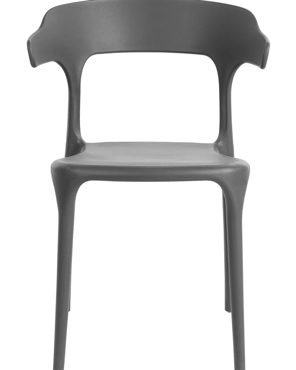 Conjunto De 8 Cadeiras De Jantar Cinzentas Escuras Gubbio