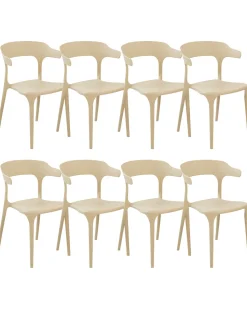 Conjunto De 8 Cadeiras De Jantar Cremes Gubbio