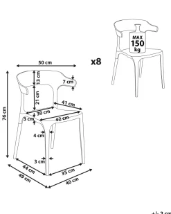 Conjunto De 8 Cadeiras De Jantar Cremes Gubbio