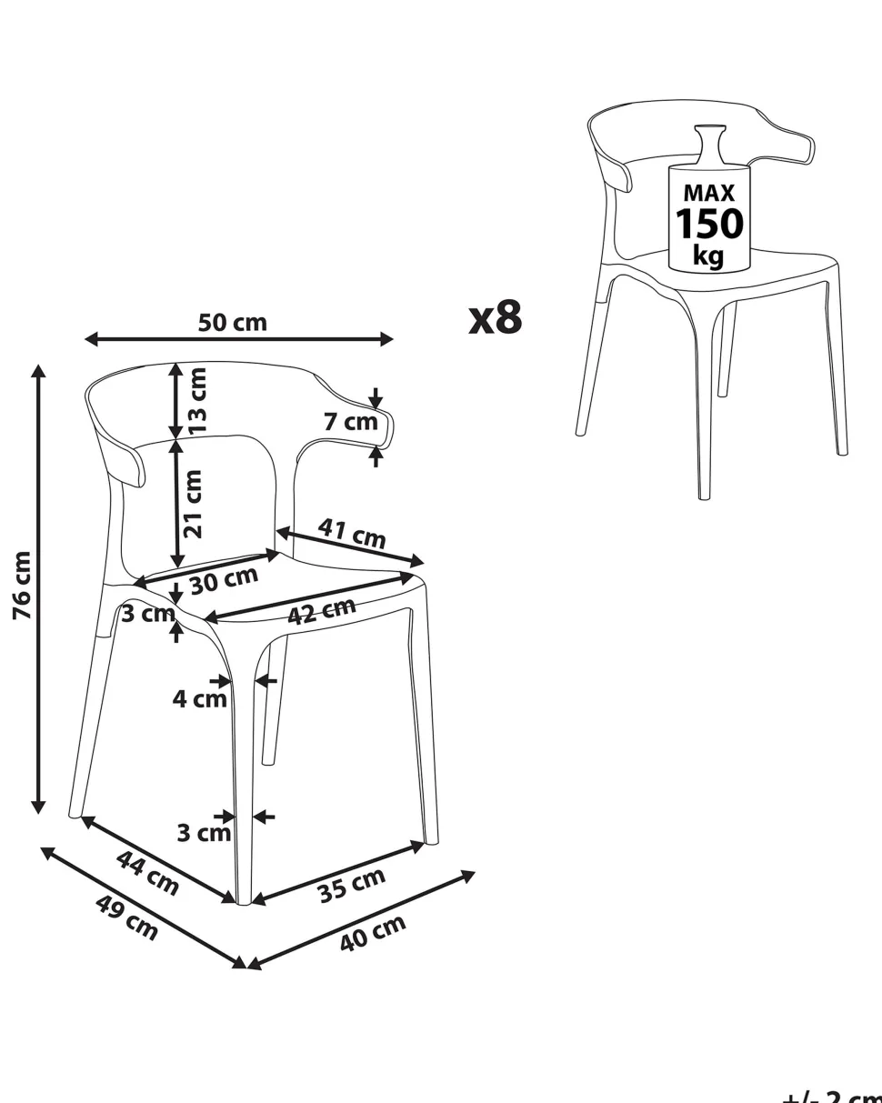 Conjunto De 8 Cadeiras De Jantar Cremes Gubbio