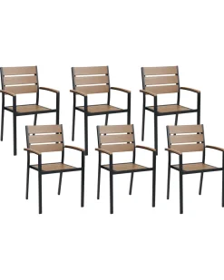 Conjunto De 6 Cadeiras De Jardim Castanhas Claras E Pretas Vernio
