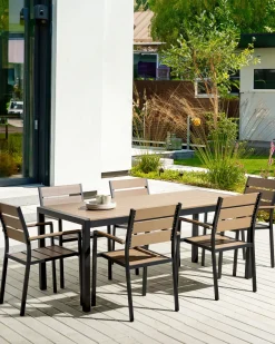 Conjunto De 6 Cadeiras De Jardim Castanhas Claras E Pretas Vernio