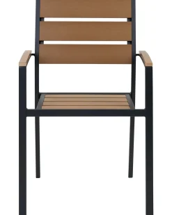 Conjunto De 6 Cadeiras De Jardim Castanhas Claras E Pretas Vernio