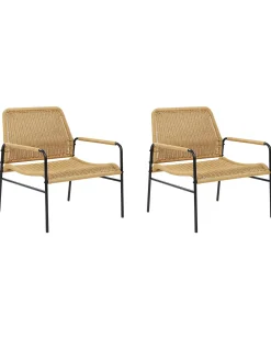 Conjunto De 2 Cadeiras De Jardim Em Rattan Natural Prasimo