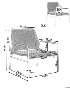 Conjunto De 2 Cadeiras De Jardim Em Rattan Natural Prasimo