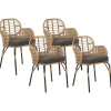 Conjunto De 4 Cadeiras De Jardim Em Rattan Cor Natural Com Almofadas Pratello