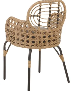 Conjunto De 4 Cadeiras De Jardim Em Rattan Cor Natural Com Almofadas Pratello