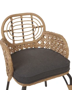 Conjunto De 4 Cadeiras De Jardim Em Rattan Cor Natural Com Almofadas Pratello
