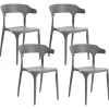 Conjunto De 4 Cadeiras De Jantar Cinzentas Escuras Gubbio