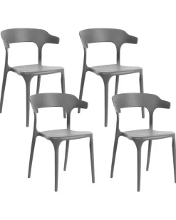 Conjunto De 4 Cadeiras De Jantar Cinzentas Escuras Gubbio