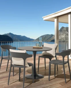 Conjunto De 4 Cadeiras De Jantar Cinzentas Escuras Gubbio