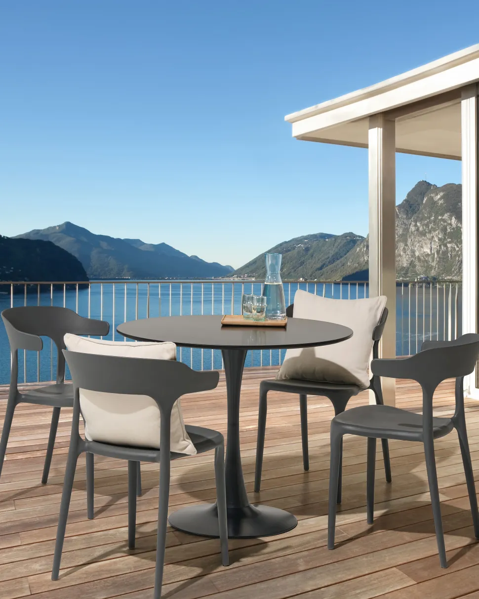 Conjunto De 4 Cadeiras De Jantar Cinzentas Escuras Gubbio