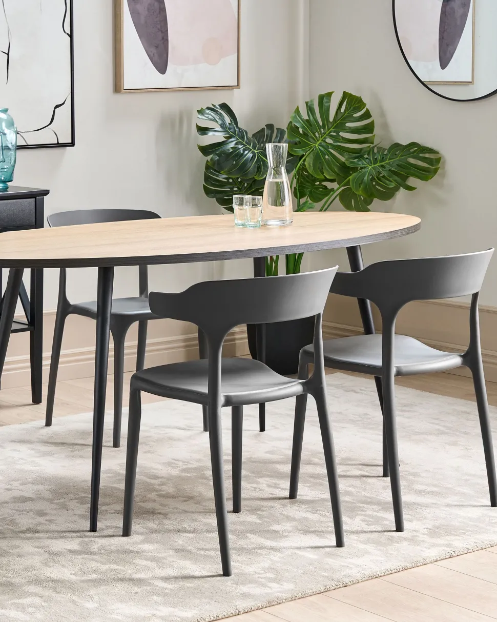 Conjunto De 4 Cadeiras De Jantar Cinzentas Escuras Gubbio