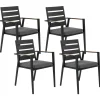 Conjunto De 4 Cadeiras De Jardim Pretas Taviano