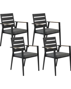 Conjunto De 4 Cadeiras De Jardim Pretas Taviano