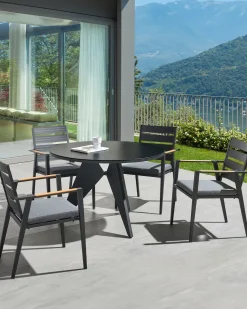 Conjunto De 4 Cadeiras De Jardim Pretas Taviano