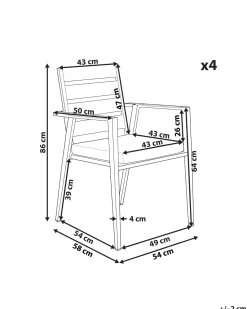 Conjunto De 4 Cadeiras De Jardim Pretas Taviano