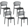 Conjunto De 4 Cadeiras De Jantar Em Plastico Preto Gela