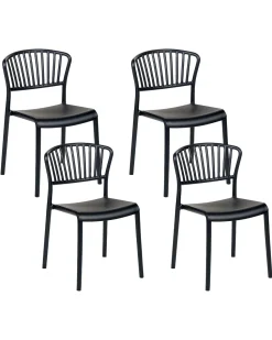 Conjunto De 4 Cadeiras De Jantar Em Plastico Preto Gela