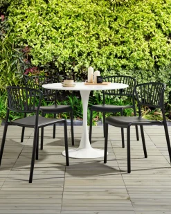 Conjunto De 4 Cadeiras De Jantar Em Plastico Preto Gela