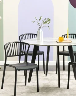 Conjunto De 4 Cadeiras De Jantar Em Plastico Preto Gela