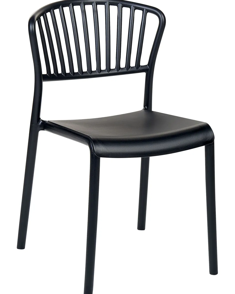 Conjunto De 4 Cadeiras De Jantar Em Plastico Preto Gela