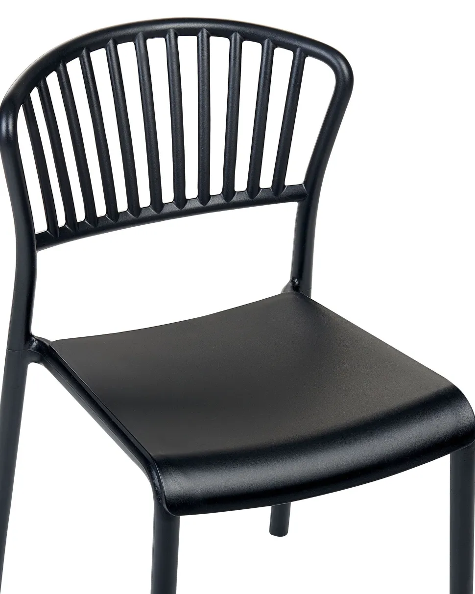 Conjunto De 4 Cadeiras De Jantar Em Plastico Preto Gela