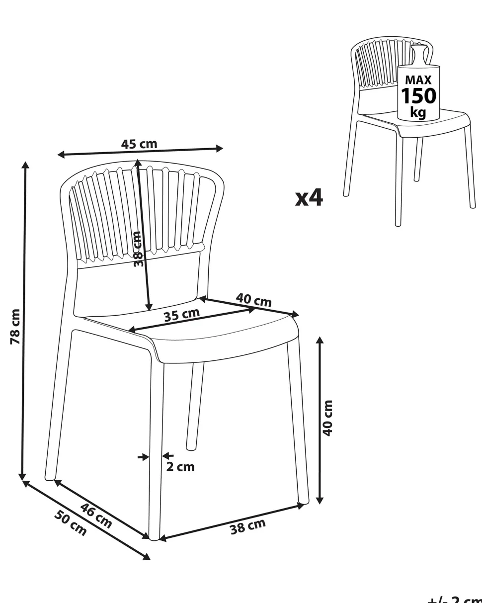 Conjunto De 4 Cadeiras De Jantar Em Plastico Preto Gela