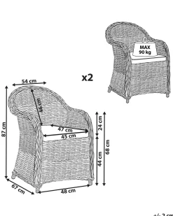 Conjunto De 2 Cadeiras De Jardim Em Rattan Cor Natural Susua