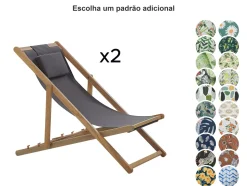 Conjunto De 2 Cadeiras De Jardim Com 2 Tecidos A Escolha Em Madeira Clara Avellino