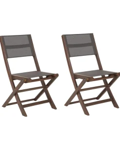 Conjunto De 2 Cadeiras De Jardim Dobraveis Em Madeira De Acacia Escura Cesana