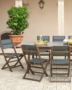 Conjunto De 2 Cadeiras De Jardim Dobraveis Em Madeira De Acacia Escura Cesana