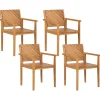 Conjunto De 4 Cadeiras De Jardim Em Madeira De Acacia Clara Baratti