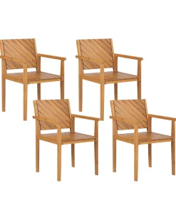 Conjunto De 4 Cadeiras De Jardim Em Madeira De Acacia Clara Baratti