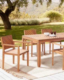 Conjunto De 4 Cadeiras De Jardim Em Madeira De Acacia Clara Baratti