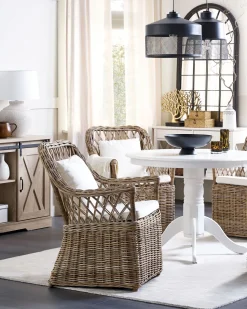 Conjunto De 2 Cadeiras De Jardim Rattan Cor Natural Maros