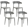 Conjunto De 4 Cadeiras De Jantar Cinzentas Gubbio