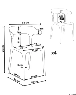 Conjunto De 4 Cadeiras De Jantar Cinzentas Gubbio