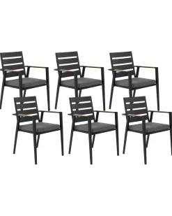 Conjunto De 6 Cadeiras De Jardim Pretas Taviano
