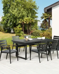 Conjunto De 6 Cadeiras De Jardim Pretas Taviano