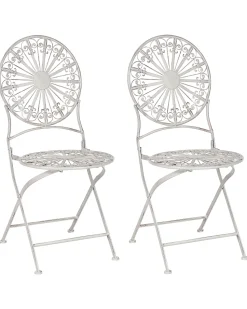 Conjunto De 2 Cadeiras De Jardim Em Metal Branco Scafa