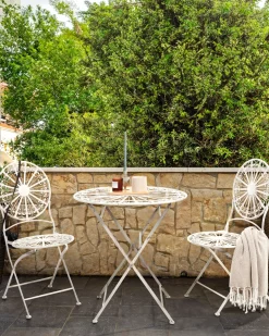 Conjunto De 2 Cadeiras De Jardim Em Metal Branco Scafa