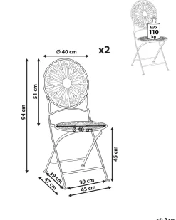 Conjunto De 2 Cadeiras De Jardim Em Metal Branco Scafa