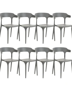 Conjunto De 8 Cadeiras De Jantar Cinzentas Gubbio
