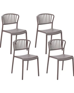 Conjunto De 4 Cadeiras De Jantar Em Plastico Taupe Gela