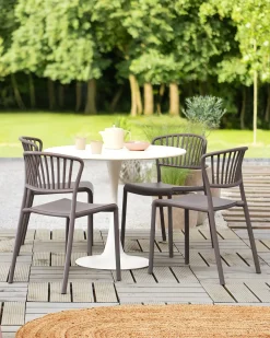 Conjunto De 4 Cadeiras De Jantar Em Plastico Taupe Gela