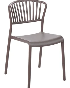 Conjunto De 4 Cadeiras De Jantar Em Plastico Taupe Gela