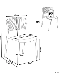 Conjunto De 4 Cadeiras De Jantar Em Plastico Taupe Gela